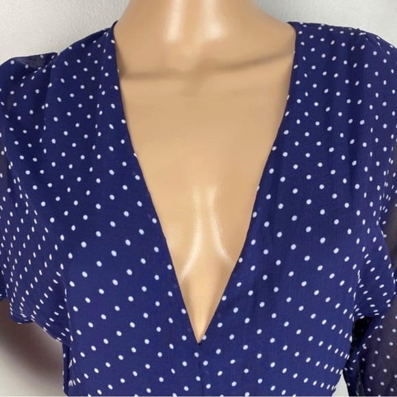 NEW PHILOSOPHY DI LORENZO SERAFINI LONG SLEEVE POLKA DOT MIDI DRESS - Picture 3 of 9